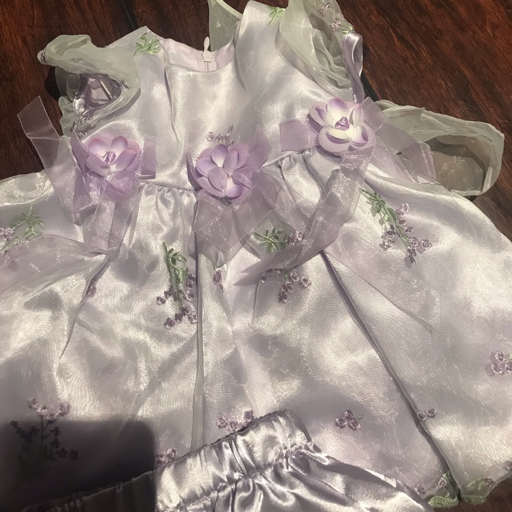 Purple Ruffle Baby 2 Piece Dress w/ Diaper Cover